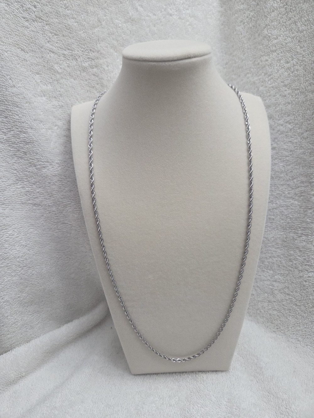 Classic Stainless Steel Silver Rope Chain Necklace (3mm) - 30 inch